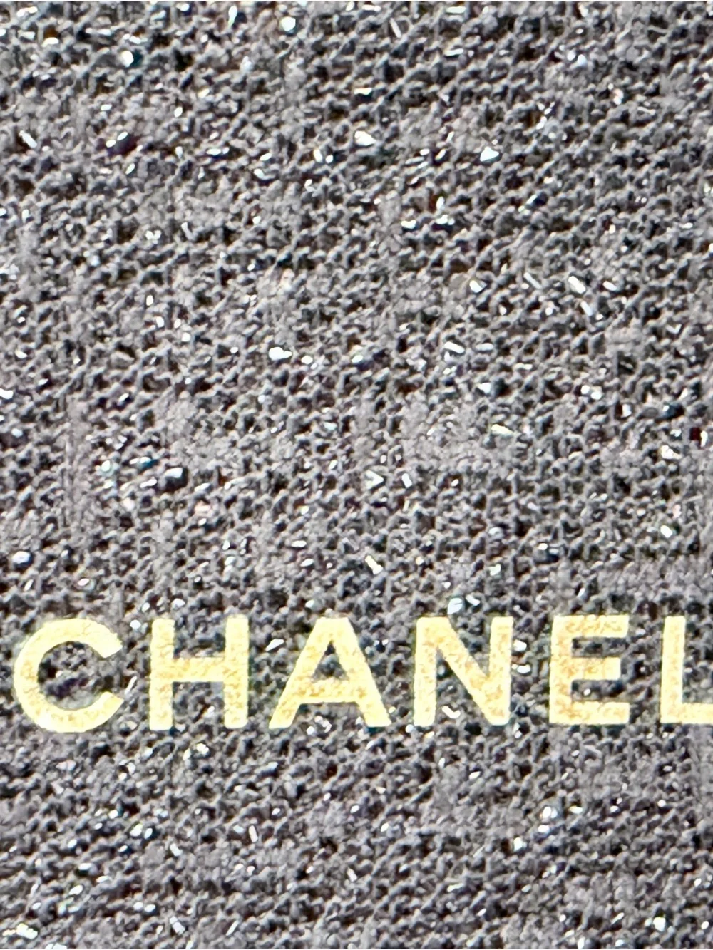 Authentic CHANEL Black Sparkle Cosmetic Makeup Bag Pouch w/ Box